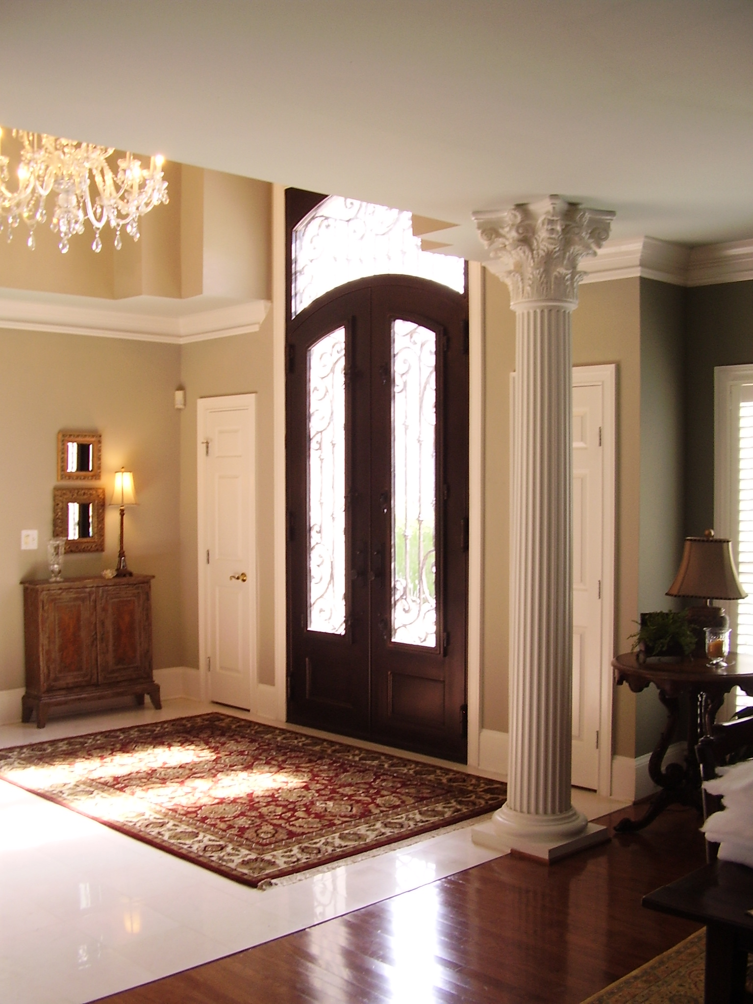 Iron door interior glass closed